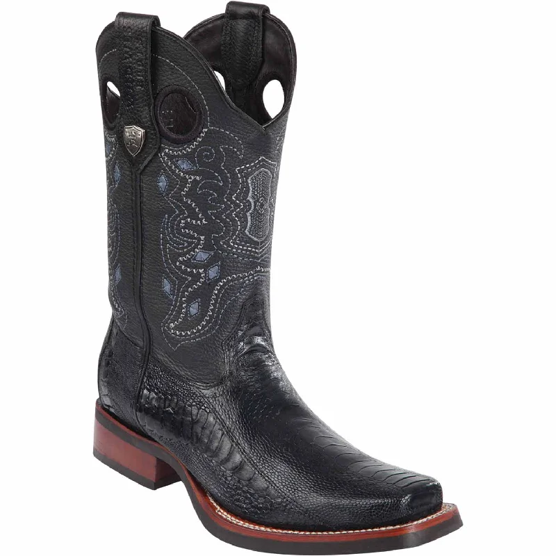 Men's Wild West Ostrich Leg Skin Rodeo Toe Boots 281905