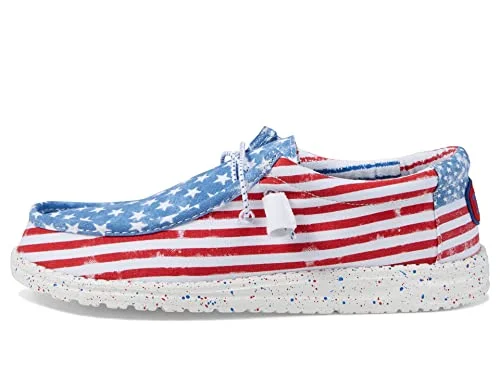 Loafers cashmere touch-Loafers with modern designs-Hey Dude Men's Wally Patriotic Stars and Stripes Size 11 | Men’s Shoes | Men's Lace Up Loafers | Comfortable & Light-Weight