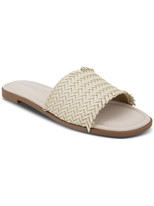 Sandals-for-bakersSandals with High Durability-Summer Womens Woven Peep-Toe Slide Sandals