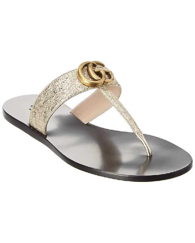 Sandals-for-camping-tripsSandals with Comfortable Straps-Gucci Double G Metallic Leather Sandal