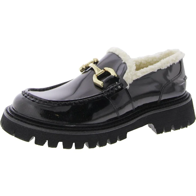 Loafers breathable lining-Loafers for trendy looks-Zylus Womens Patent Embellished Loafers