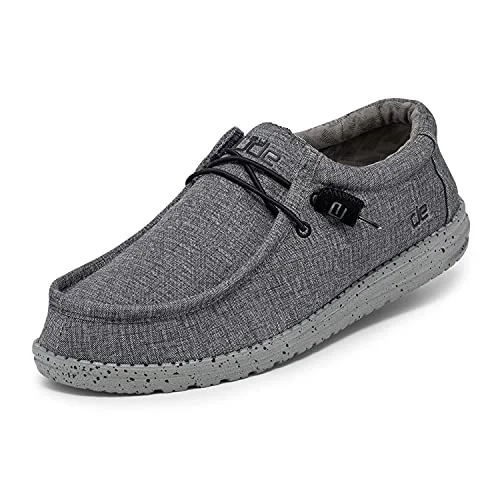 Loafers cozy lining-Loafers with cushioned soles-Hey Dude Men's Wally L Stretch Steel Size 11 | Men’s Shoes | Men's Lace Up Loafers | Comfortable & Light-Weight