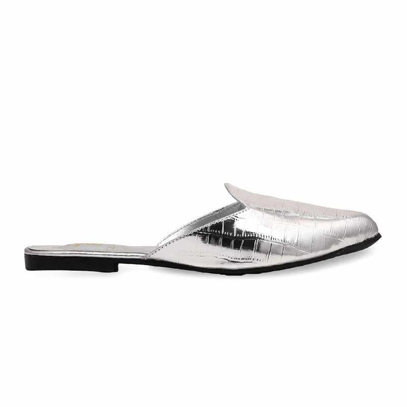 Slippers sports fan-Slippers with hip heels-Silver Casual Mule CL1830