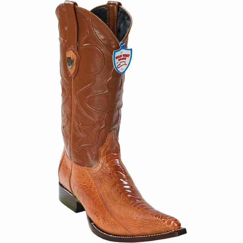 Men's Wild West Ostrich Leg Skin 3X Toe Boots 29505-A