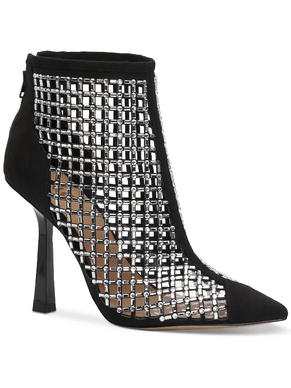 Padded Ankle Boots-Senalda Womens Rhinestone Cage Ankle Boots