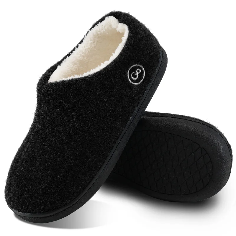 Slippers quick slip-Slippers for snug naps-HARENC Womens Comfortable Slippers Plush Fleece Lined Memory Foam Closed Back House Shoes