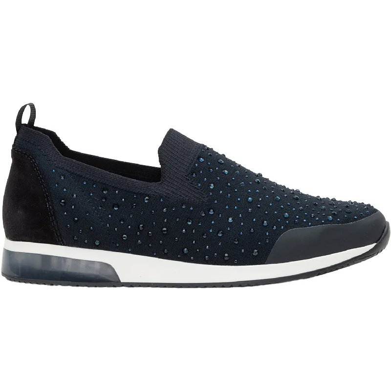 Foldable Casual Shoes-Casual shoes with fashion soles-Women's ara Layton Navy With Rhinestones