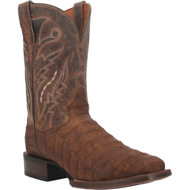 Dan Post Men's Mickey Genuine Caiman Belly Square Toe Boots - Tan