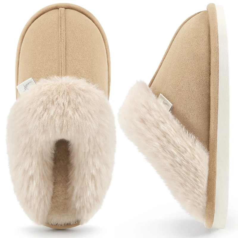 Slippers knitting fan-Slippers with bendy heels-Ecetana Womens Slipper with Memory Foam Fluffy Soft Warm Slip On House Shoes