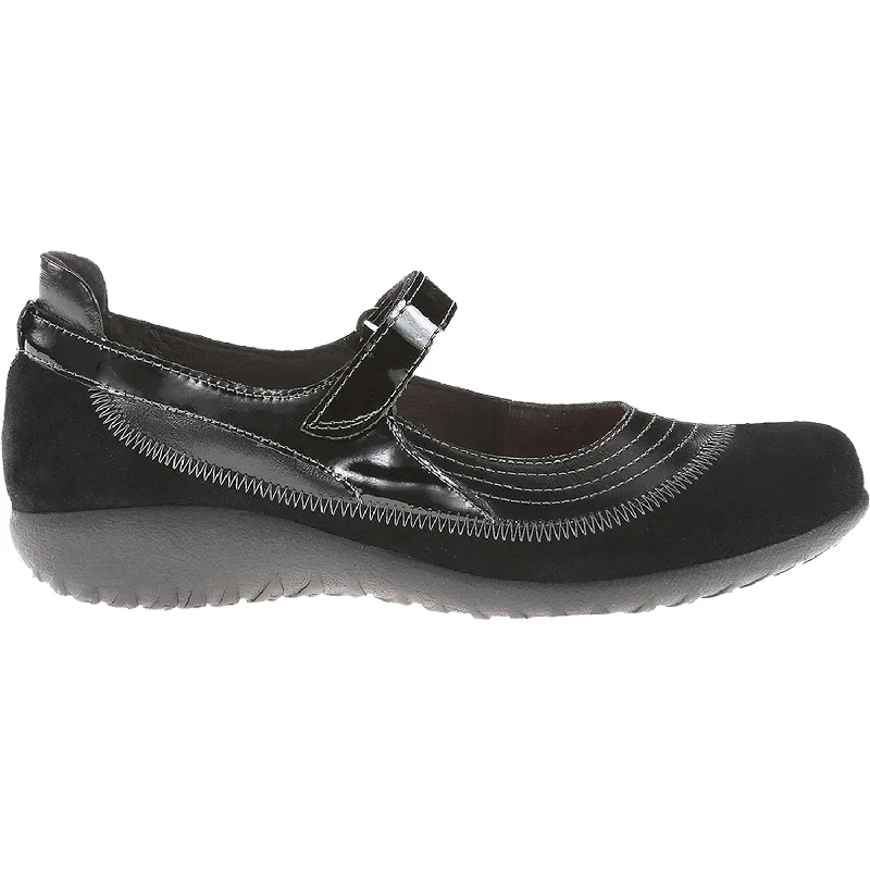 Pink Casual Shoes-Casual shoes with classic appeal-Women's Naot Kirei Black Madras/Black Suede/Black Patent