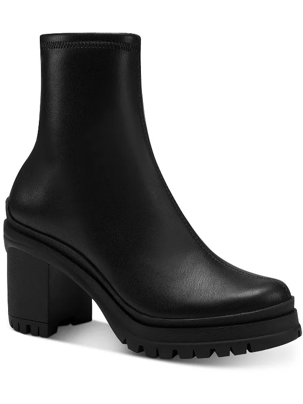 Faded Ankle Boots-Fallun Womens Lug Sole Side Zip Ankle Boots