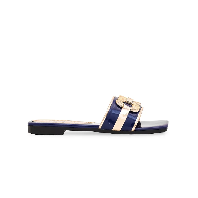 Slippers band logo-Slippers for icy days-Girls Navy Casual Slipper KD5471