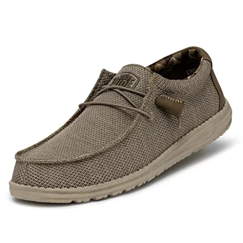 Loafers corduroy finish-Loafers with supportive comfort-Hey Dude Men's Wally Sox Beige Men's 11 & Women's 13 | Men's Loafers | Men's Slip On Shoes | Comfortable & Light-Weight