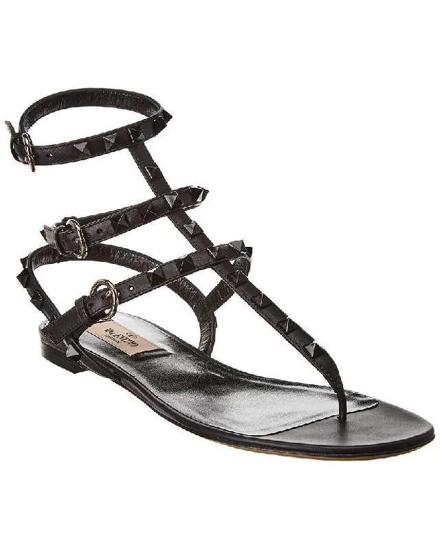 Sandals-for-arthritisSandals with Cool Colors-Valentino Rockstud Caged Leather Ankle Strap Sandal