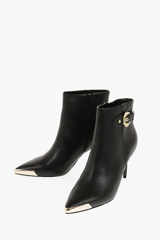 booties for date night-  Versace JEANS COUTURE Faux Leather SCARLETT Booties with Side Zip an