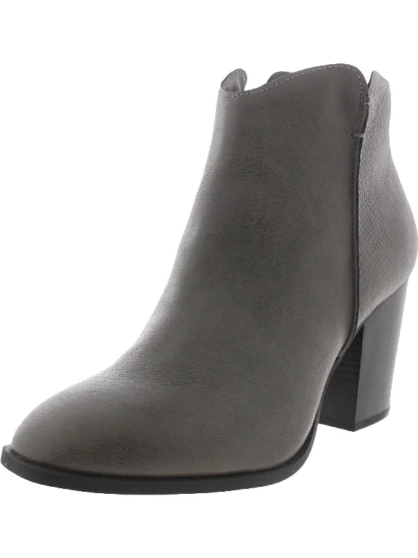 Roomy Ankle Boots-Graceyy Womens Faux Leather Block Heel Ankle Boots