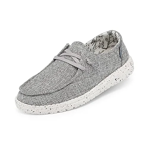 Loafers ageless appeal-Loafers for chic comfort-Hey Dude Women's Wendy L Linen Iron Size 9 | Women’s Shoes | Women’s Lace Up Loafers | Comfortable & Light-Weight