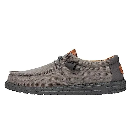 Loafers new talent-Loafers with soft designs-Hey Dude Men's Wally Washed Canvas Charcoal Size 12 | Men's Shoes | Men's Slip-on Loafers | Comfortable & Light-Weight