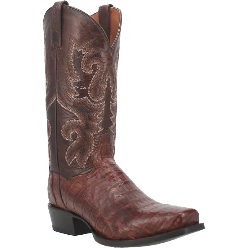 Dan Post Men's Bayou Genuine Caiman Belly Square Toe Boots - Brass