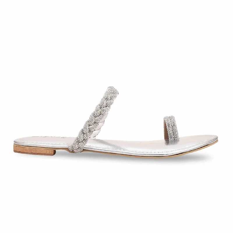 Slippers leader vibe-Slippers with soft heels-Silver Fancy Chappal FN0766