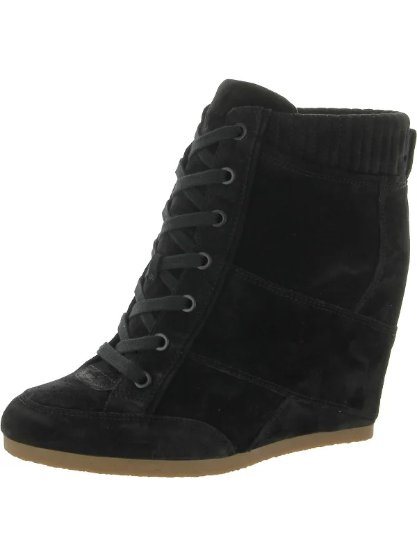 Sleek Ankle Boots-Elissa Womens Suede Covered Heel Ankle Boots