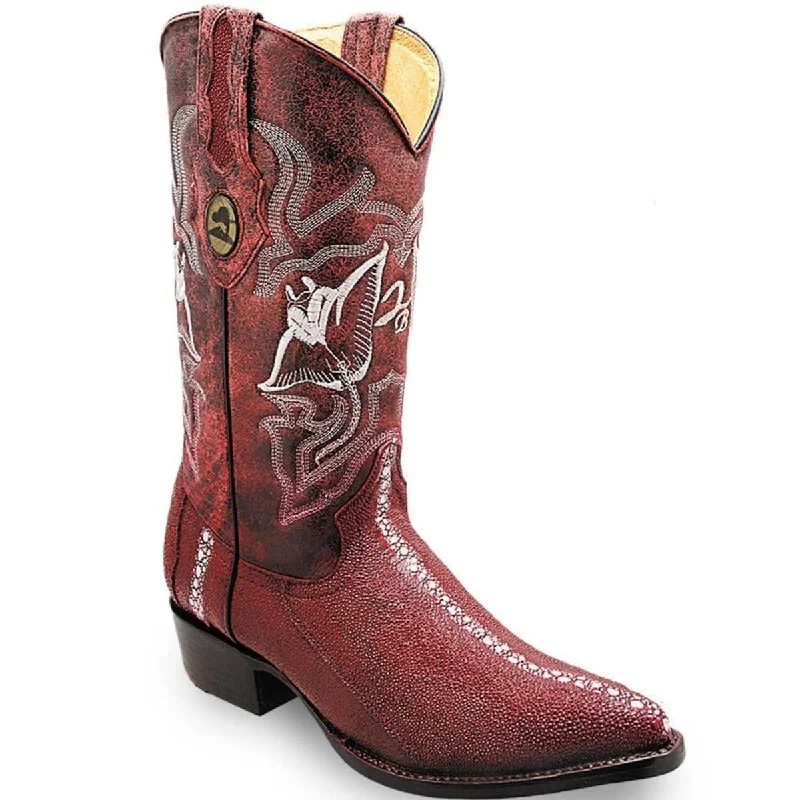 La Carrteta Men´s Stingray Print Genuine Leather J Toe Boots LC-099WINE