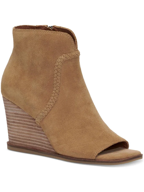 Sustainable Ankle Boots-Lureli Womens Suede Peep toe Ankle Boots