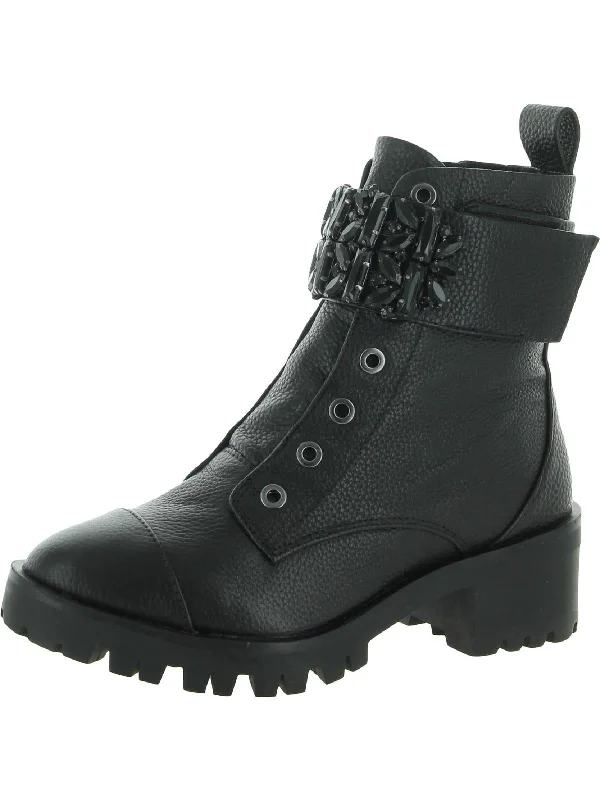 Mature Ankle Boots-Pippa Womens Lugged Sole Zipper Ankle Boots