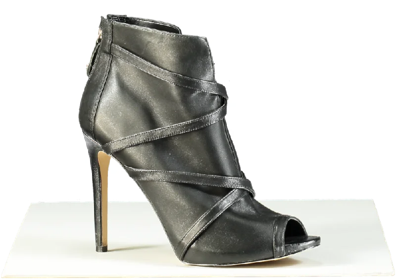 All-Season Ankle Boots-Guess Black Peep Toe Heeled Ankle Boots UK 8 EU 41