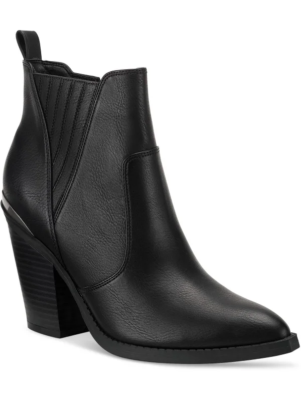 Smooth Ankle Boots-Abiigail Womens Faux Leather Pointed Toe Ankle Boots