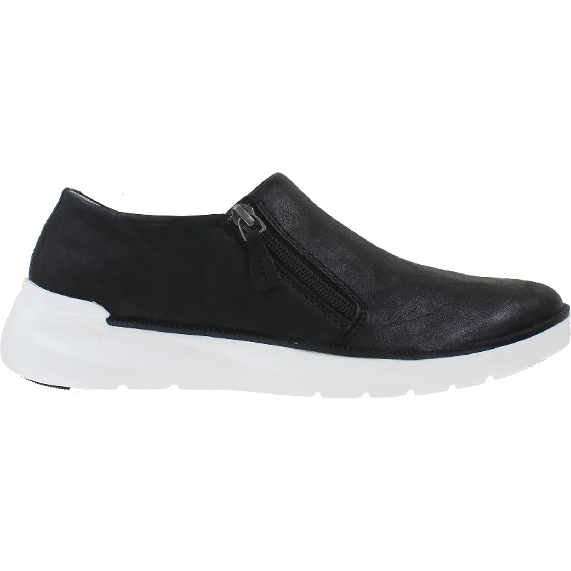 Indie Casual Shoes-Casual shoes with comfy heels-Women's Johnston & Murphy Emery Zip Sneaker Black Washed Leather