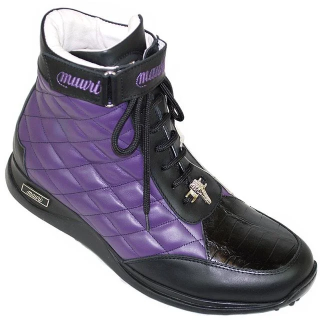 Mauri 8750 Purple/Black Genuine Alligator/Bubble Nappa Leather Boots