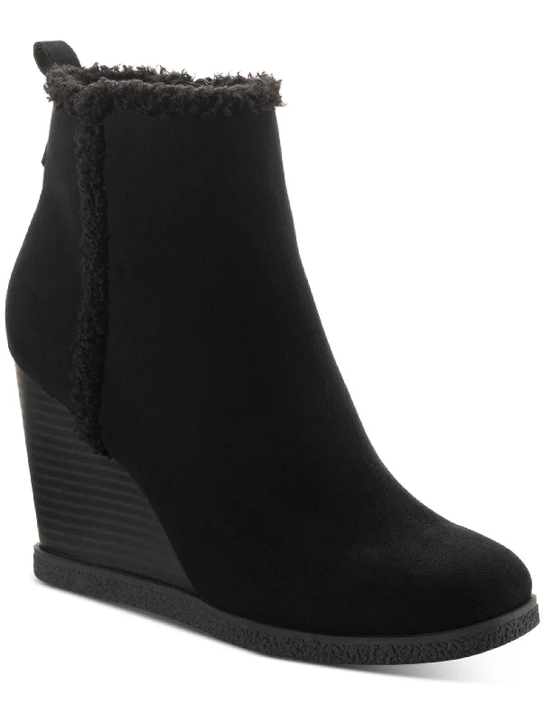 Opaque Ankle Boots-Camillia F Womens Faux Suede Ankle Wedge Boots