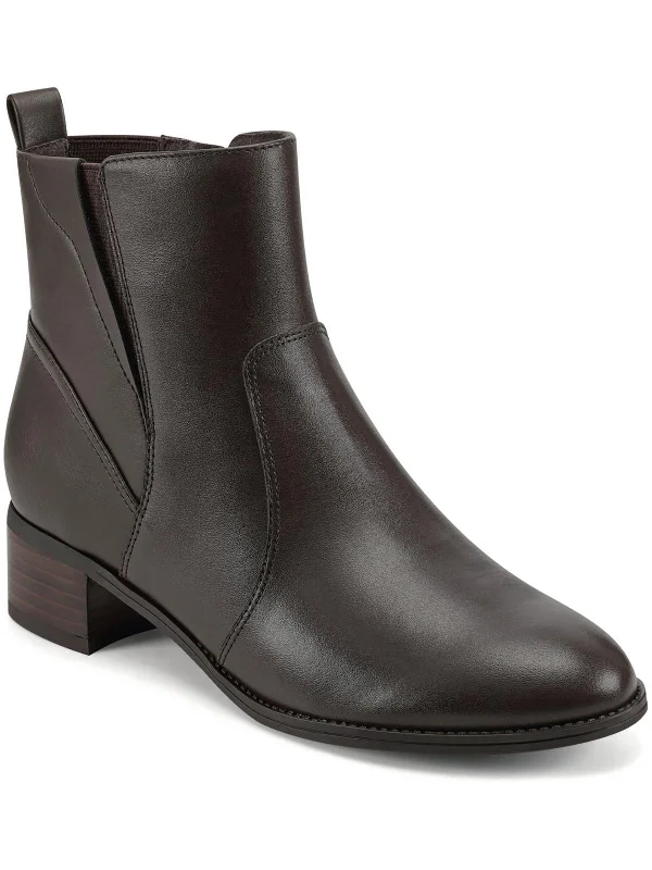 Glossy Ankle Boots-Womens Leather Embossed Ankle Boots