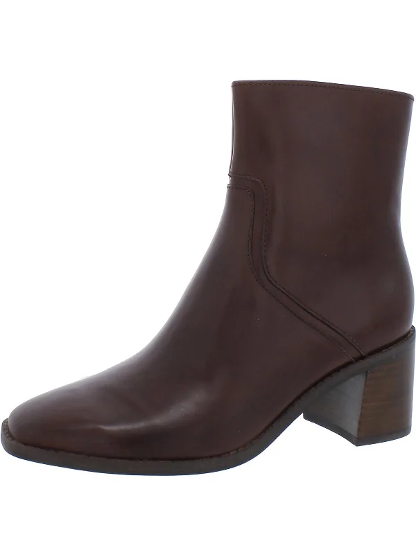 Indie Ankle Boots-Erica Womens Leather Stacked Heel Ankle Boots