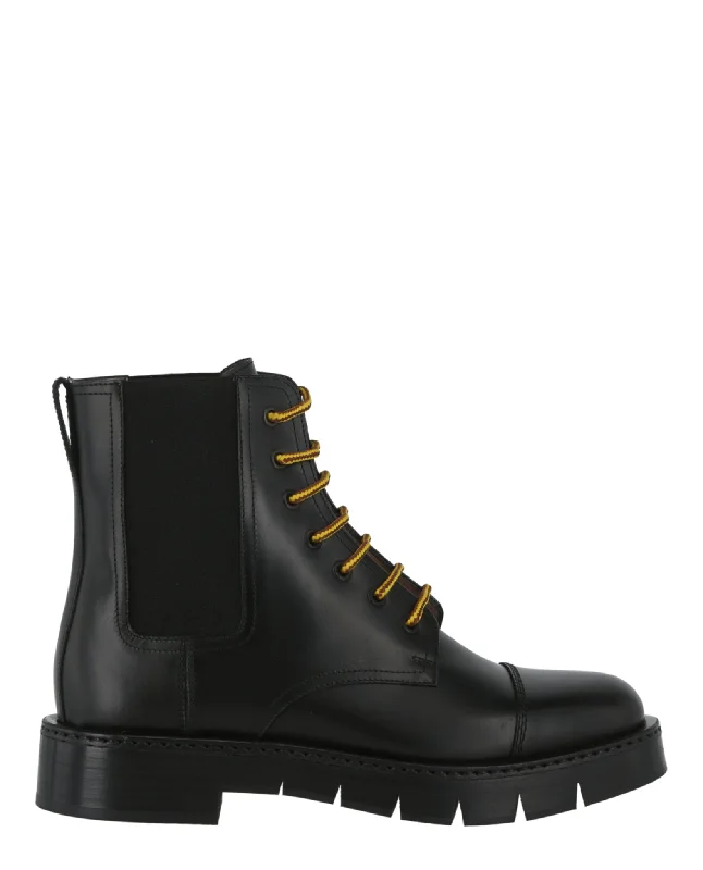 Leather Ankle Boots-Combat Ankle Boots