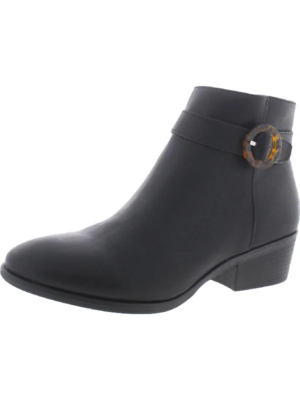 Comfortable Ankle Boots-Tasya Womens Faux Leather Ankle Ankle Boots