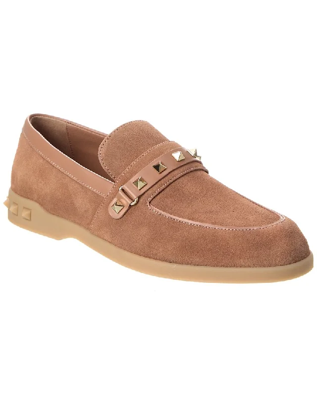 Loafers fast delivery-Loafers with trendy patterns-Valentino Leisure Flows Suede & Leather Loafer