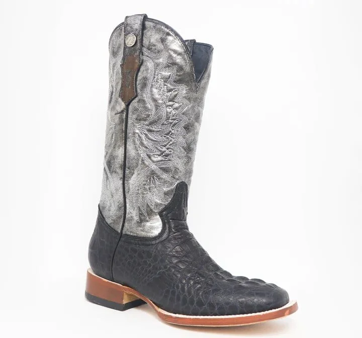 Tanner Mark Women's Amberlyn Print Caiman Hornback Square Toe Boots Black TML207075