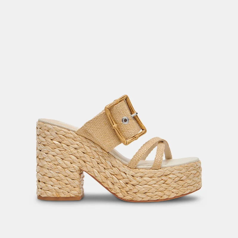 EDWINA HEELS LT NATURAL RAFFIA