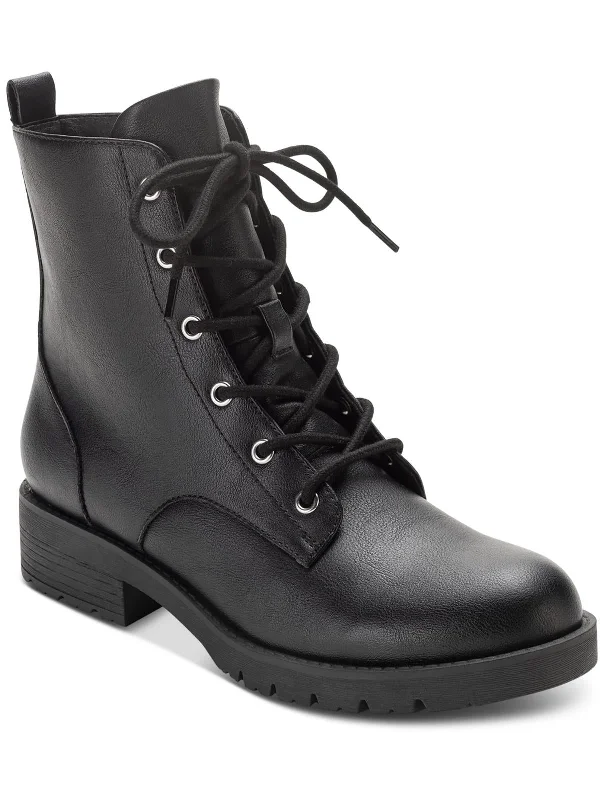 Quilted Ankle Boots-Frankiee Womens Lace-up Zipper Ankle Boots