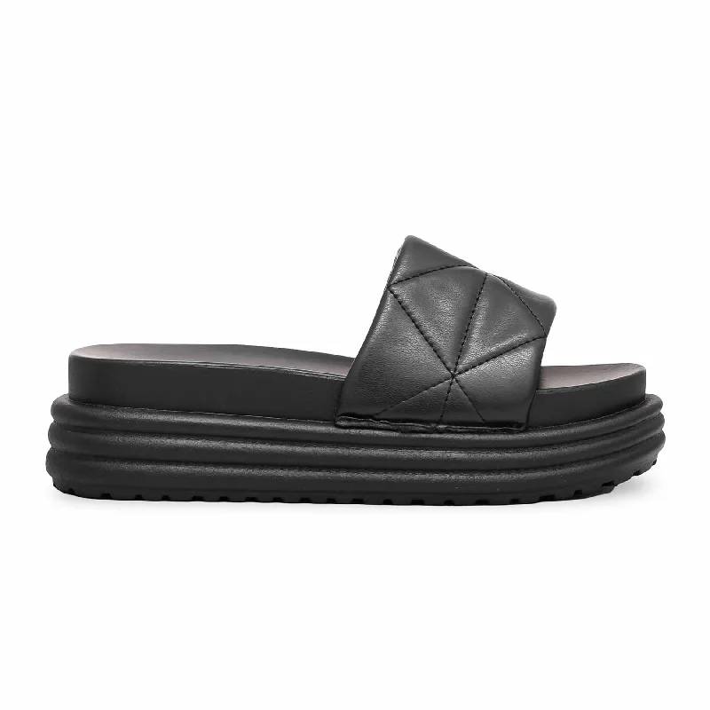 Slippers sporty cozy-Slippers for soft naps-Black Casual Slipper CL9249