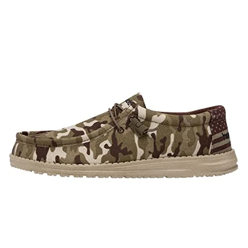 Loafers sun-resistant-Loafers with sleek designs-Hey Dude Men's Wally Camo Flag | Men’s Shoes | Men's Lace Up Loafers | Comfortable & Light-Weight