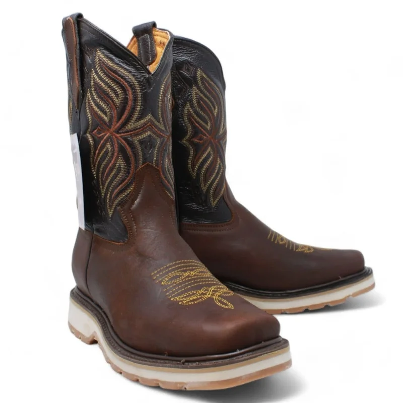 La Carreta Square Toe Work Boot Double Density Brown Caoba