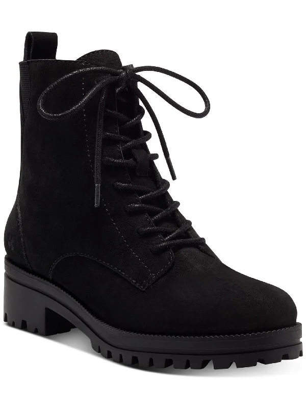 Dance Ankle Boots-Haddley Womens Suede Ankle Combat & Lace-up Boots