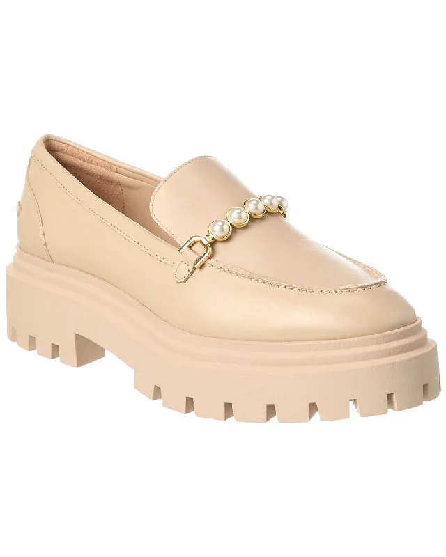 Loafers perforated design-Loafers with cushioned lining-Stuart Weitzman Perla Leather Loafer